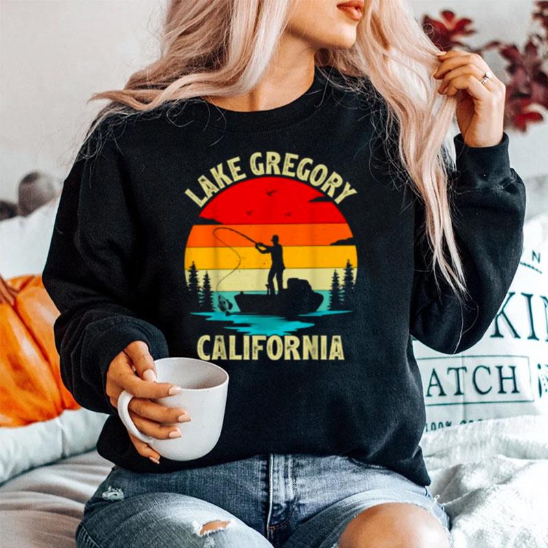 Lake Gregory California Summer Vacation Fishing Vintage Sweater