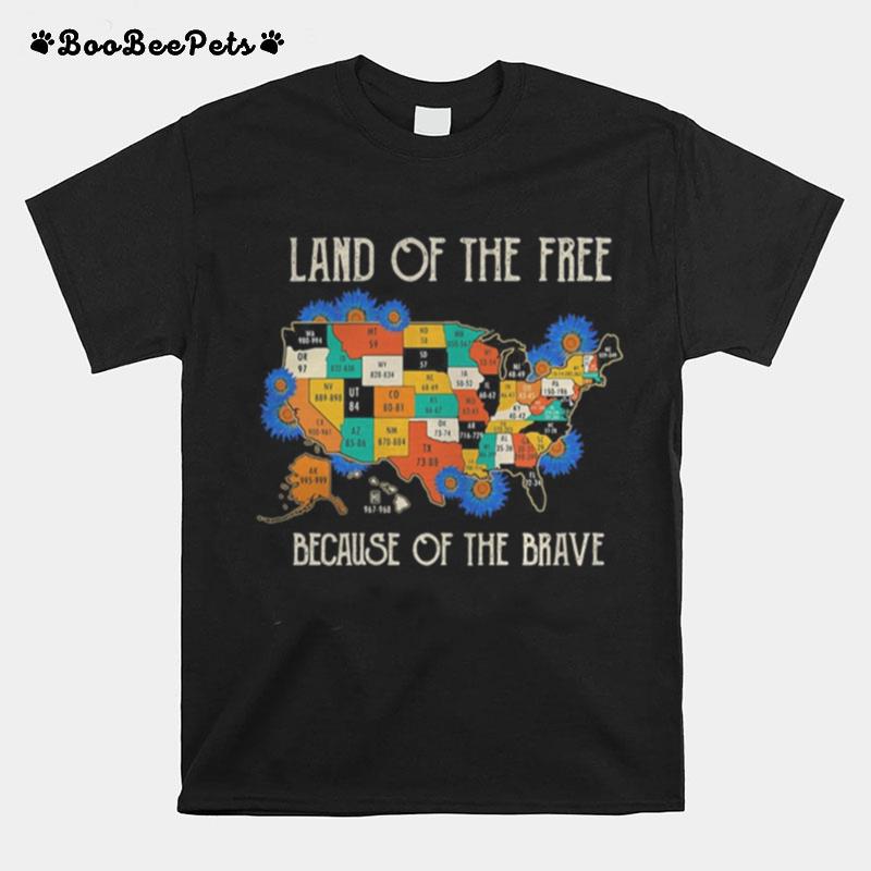 Land Of The Free Home Of The Brave Map Covid 19 T-Shirt