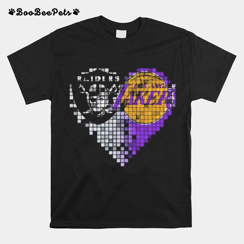 Las Vegas Raiders And Los Angeles Lakers Hearts T-Shirt