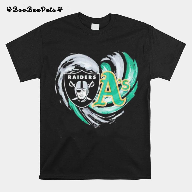 Las Vegas Raiders And Oakland Athletics Hearts T-Shirt