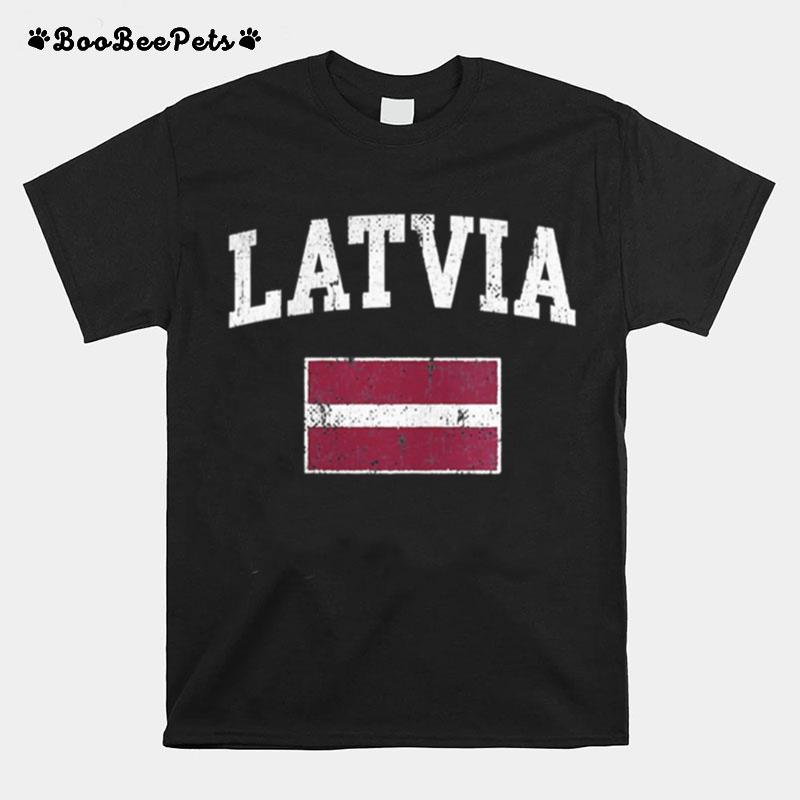 Latvia Flag Vintage Latvian Flag Retro T-Shirt