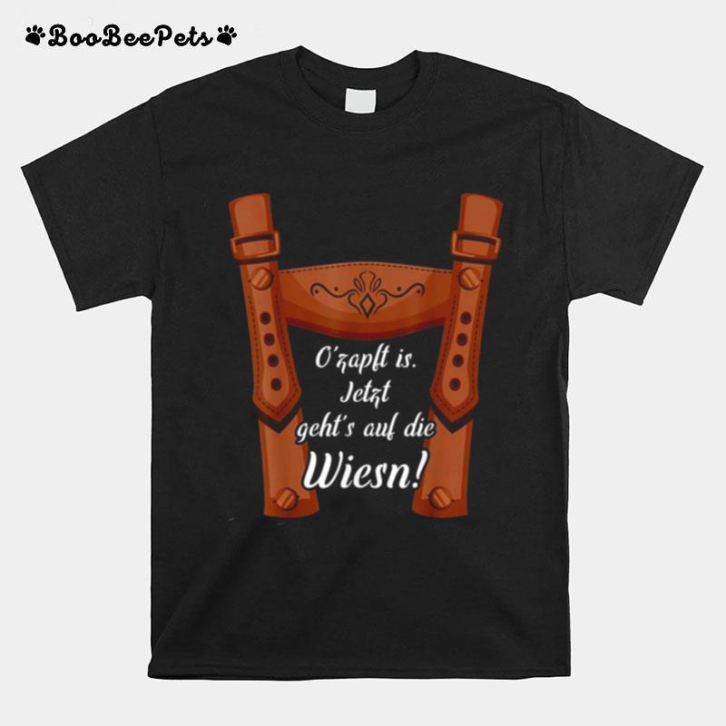 Lederhose Tracht Ersatz Wiesn Oktoberfest Herren Lustig T-Shirt