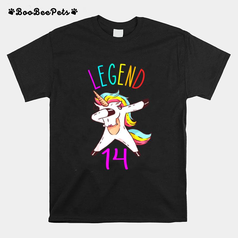 Legend 14 Years Old Dabbing Unicorn Dab 14Th Birthday T-Shirt