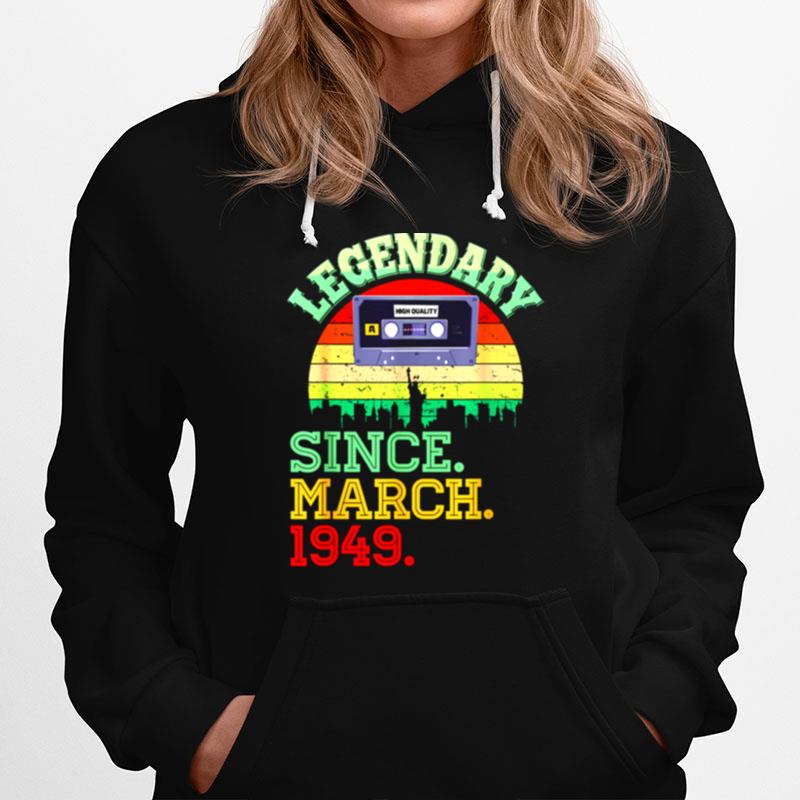 Legendary Since March 1949 72Nd Birthday Vintage Cassette Hoodie