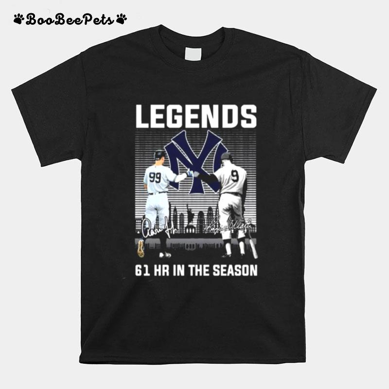 Legends Aaron Judge And Roy Johnson 61 Hr In The Season New York Yankees Signatures T-Shirt