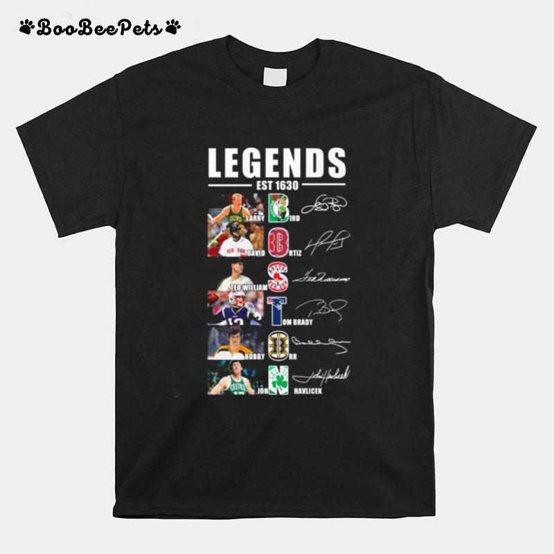 Legends Est 1630 Boston Sports Team Signatures T-Shirt