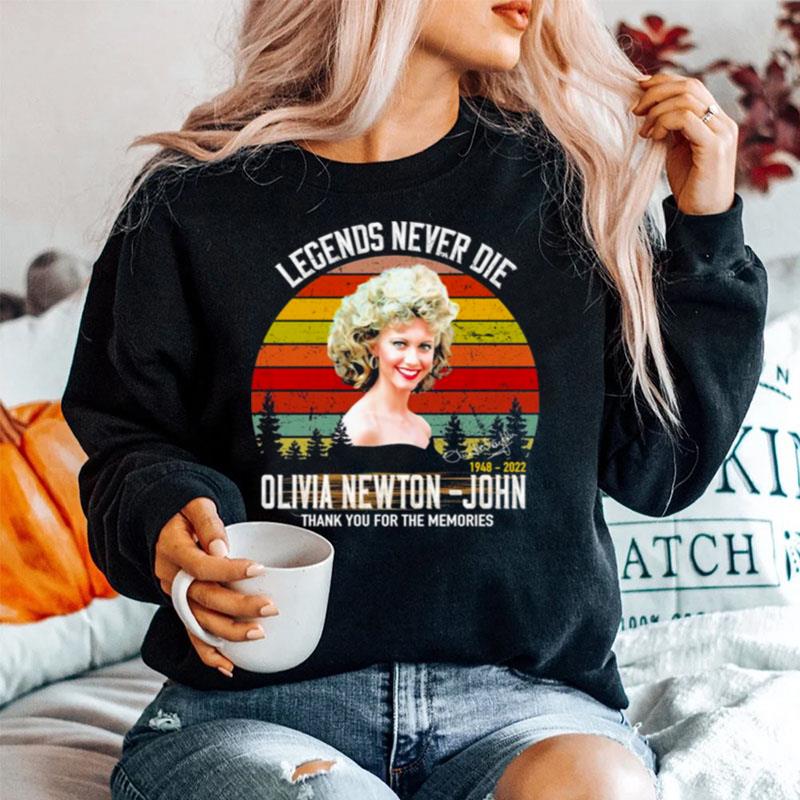 Legends Never Die Olivia Newton John 1948 2022 Thank You For The Memories Signature Vintage Sweater