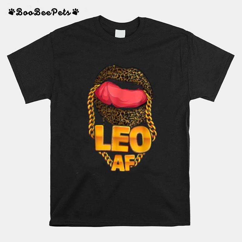Leo Af Girl Juicy Lips Leopard Astrology Zodiac T-Shirt