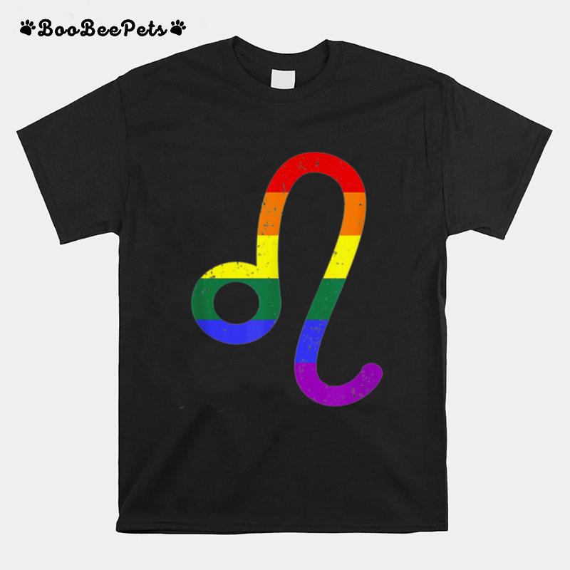 Leo Lgbt Pride Outfit Gift Rainbow T-Shirt