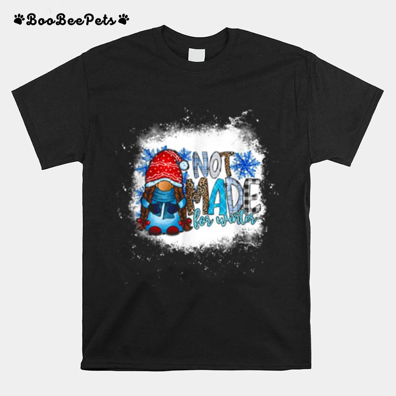 Leopard Plaid Winter Vibes Blue Gnome Snowflakes Christmas T-Shirt