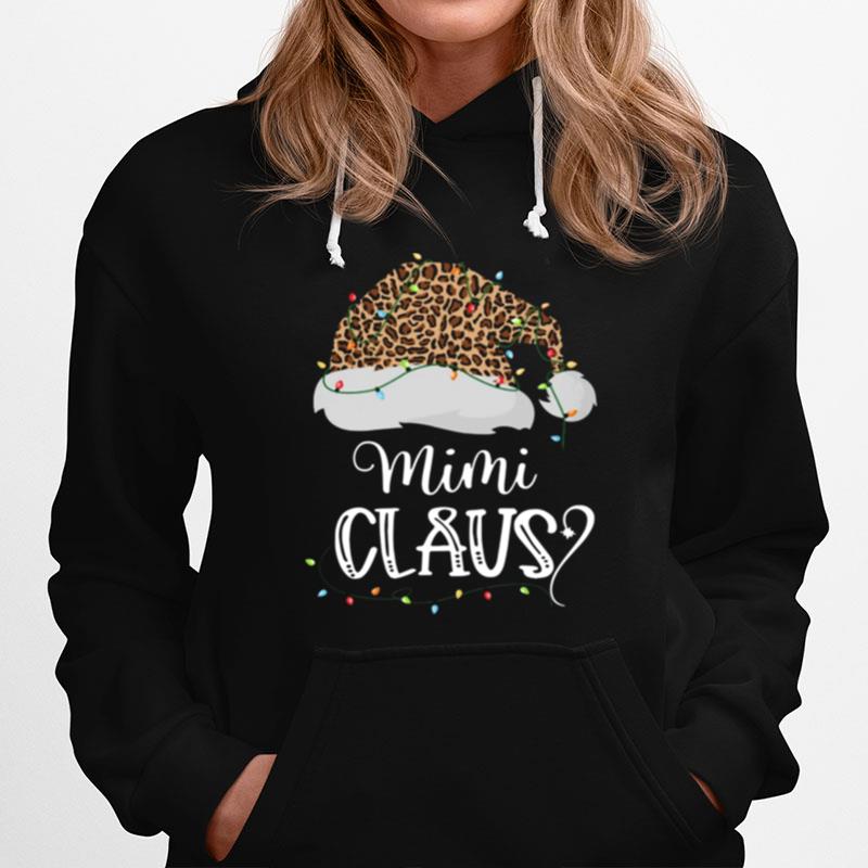 Leopard Santa Hat Mimi Claus Christmas Light Hoodie