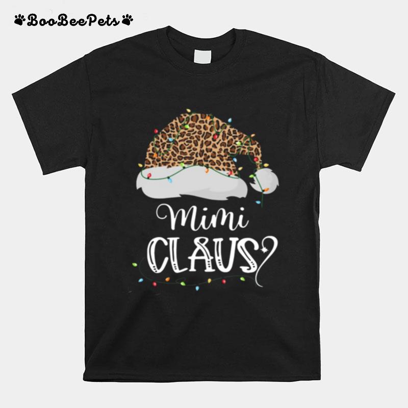 Leopard Santa Hat Mimi Claus Christmas Light T-Shirt