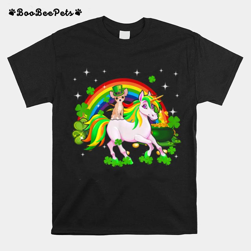 Leprechaun Chihuahua Riding Unicorn Happy St Patricks Day T-Shirt