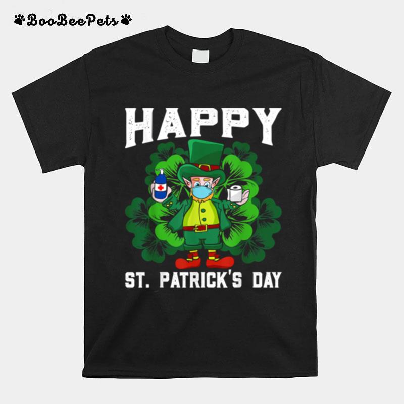 Leprechaun In Mask Happy St Patricks Day Quarantine T-Shirt