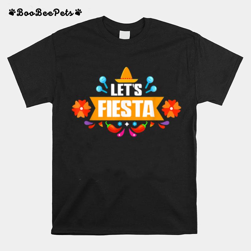 Lets Fiesta Cinco De Mayo Mexican Theme Party Guitar T-Shirt