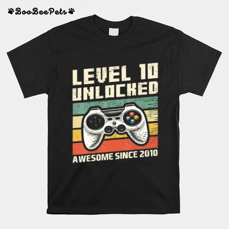 Level 10 Unlocked Awesome 2010 Video Game 10Th T-Shirt