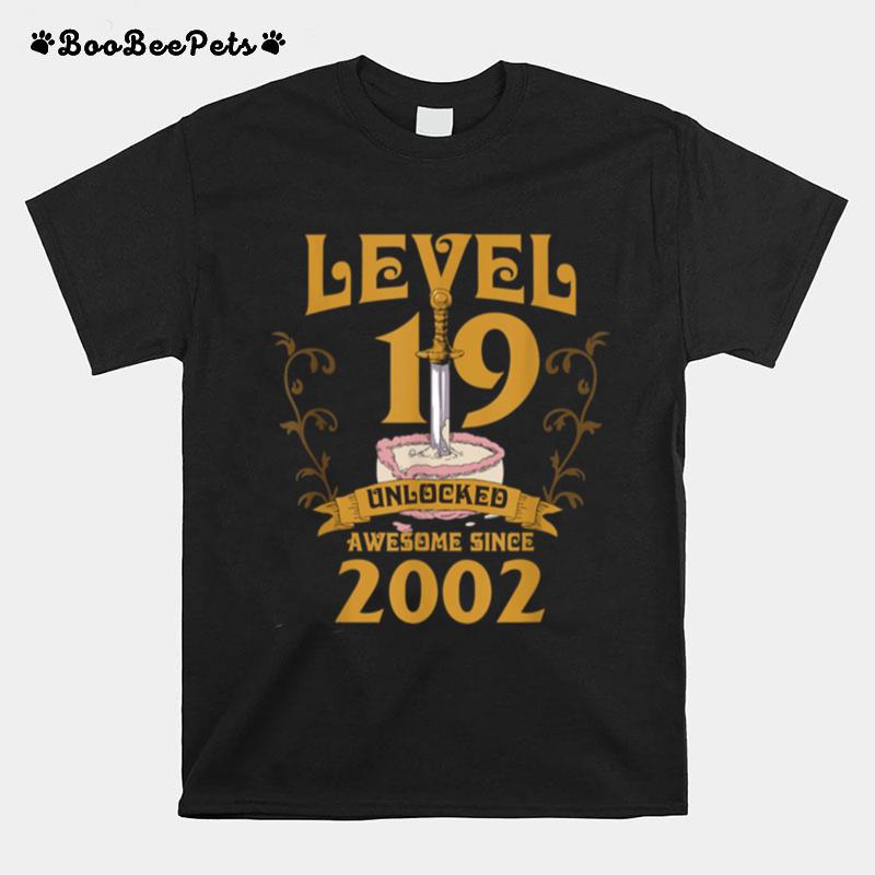 Level 19 Unlocked Gamer Age 19 2002 Birthday Age 19 Bday T-Shirt