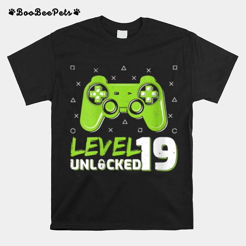 Level 19 Unlocked Video Games Gamer 19Th Birthday T-Shirt