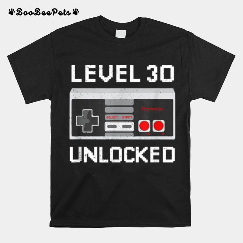 Level 30 Unlocked Video Games 30Th Birthday Thirtieth Bday T-Shirt