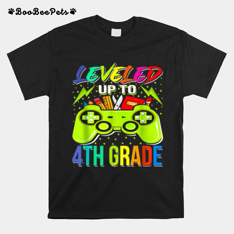 Leveled Up To 4Th Grade Gamer Back To School First Day T-Shirt