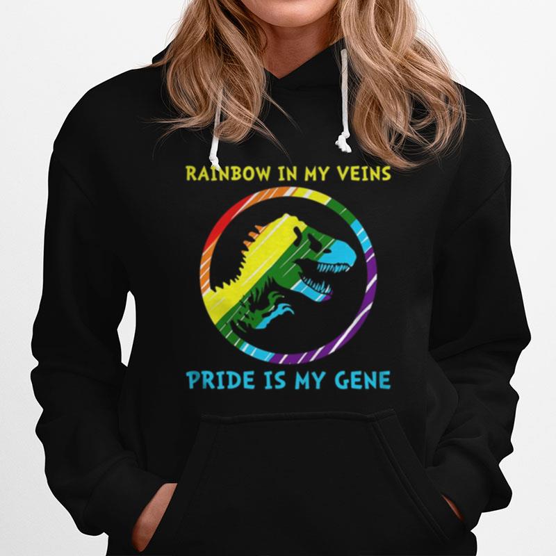 Lgbt Dinosaur Rainbow In My Veins Pride Is My Gene Hoodie