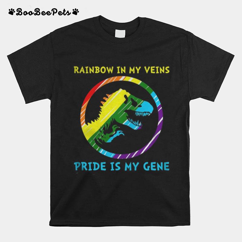 Lgbt Dinosaur Rainbow In My Veins Pride Is My Gene T-Shirt