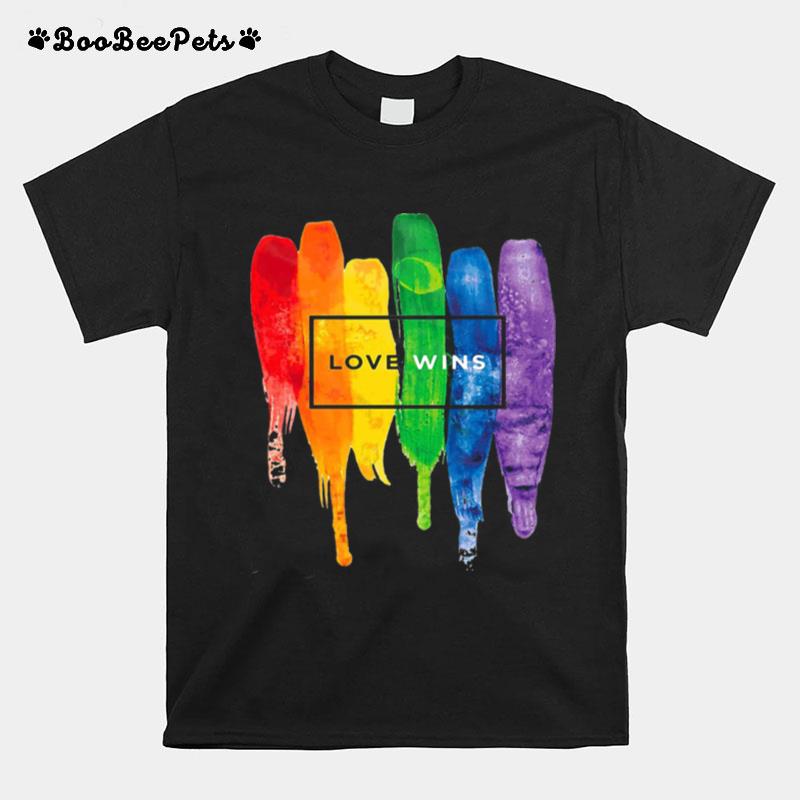 Lgbt Gay Love Lesbian Rainbow Design Print T-Shirt