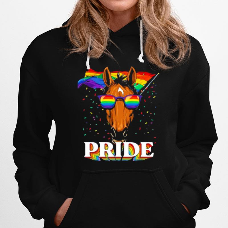 Lgbt Horse Gay Pride Lgbtq Rainbow Flag Sunglasses Hoodie