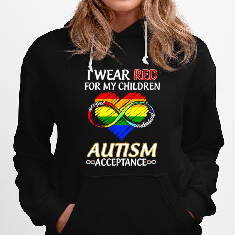 Lgbt I Wear Red For My Children Accept Understand Autism Acceptance Hoodie