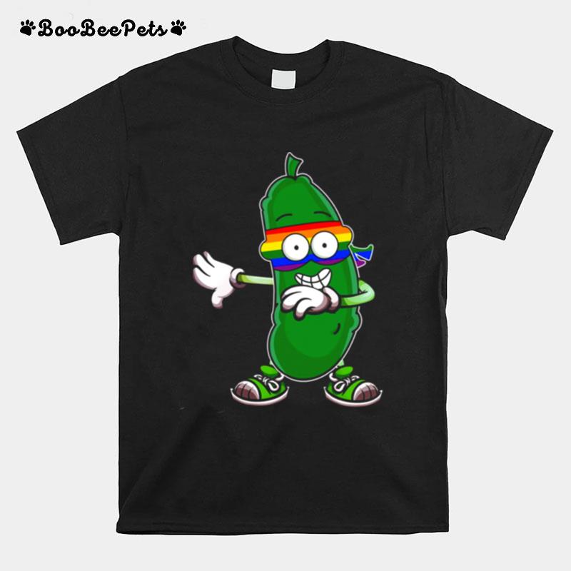 Lgbt Pickle Dabbing Cucumber Funny Rainbow Gay Pride T-Shirt