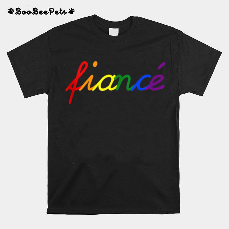 Lgbt Rainbow Flag Gay Lesbian Engagement T-Shirt