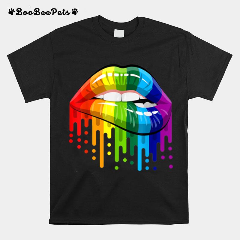 Lgbt Rainbow Pride Gift Sexy Rainbow Lips T B0B31F3Xxx T-Shirt