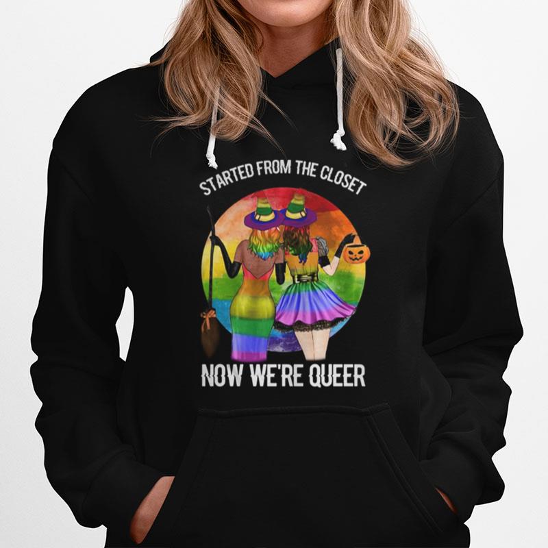 Lgbt Rainbow Witch Started From The Closet Now We%E2%80%99Re Queer Vintage Retro Hoodie