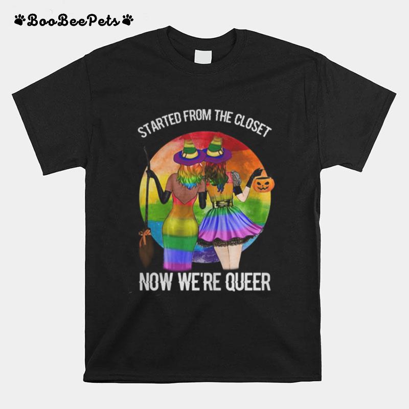 Lgbt Rainbow Witch Started From The Closet Now We%E2%80%99Re Queer Vintage Retro T-Shirt