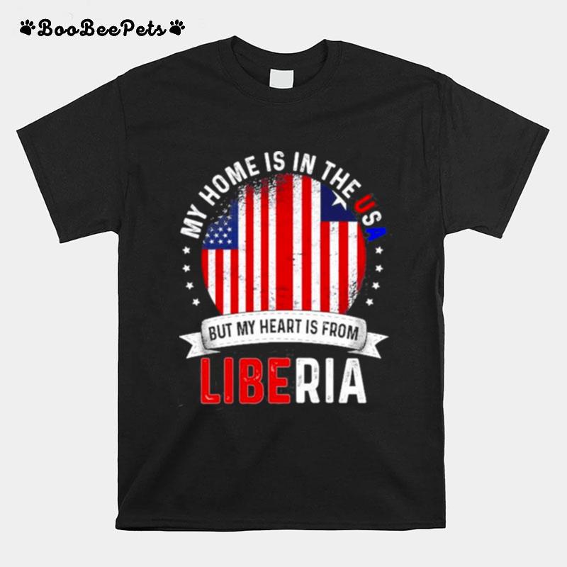 Liberian American Patriot Heart Is From Liberia Flag T-Shirt