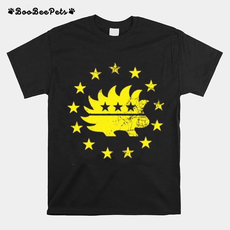 Libertarian Porcupine Betsy Ross Flag 13 Stars Yellow T-Shirt