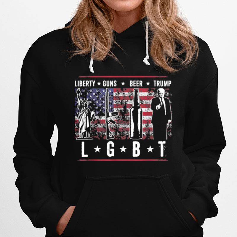 Liberty Guns Beer Trump Lgbt American Flag Hoodie