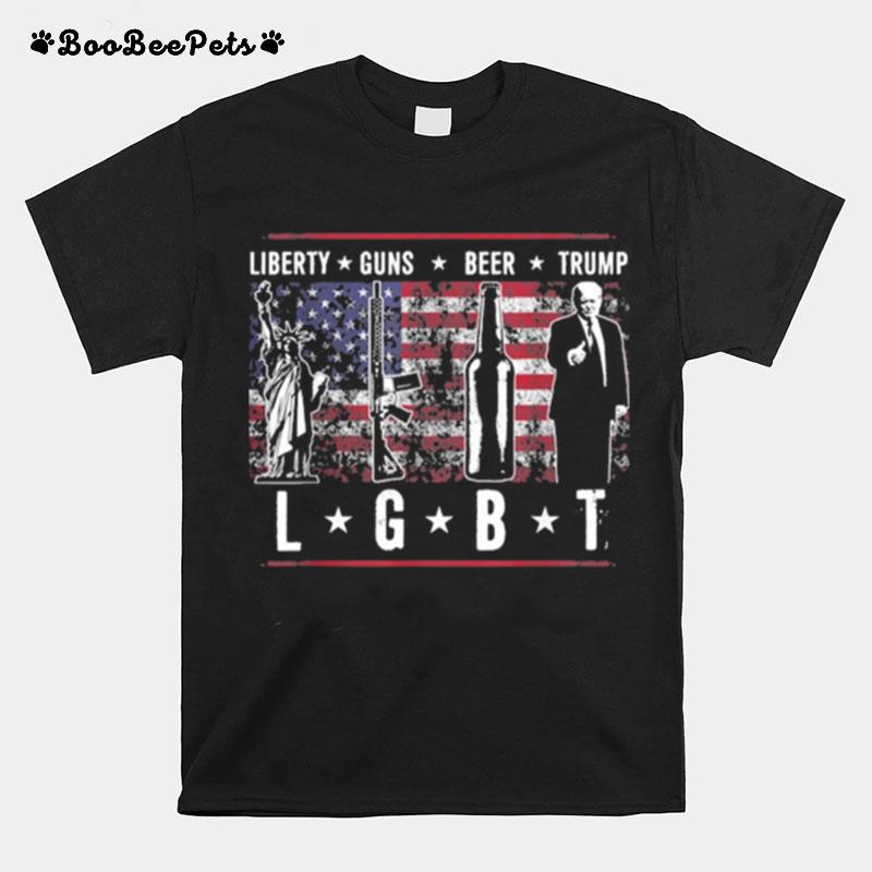 Liberty Guns Beer Trump Lgbt American Flag T-Shirt