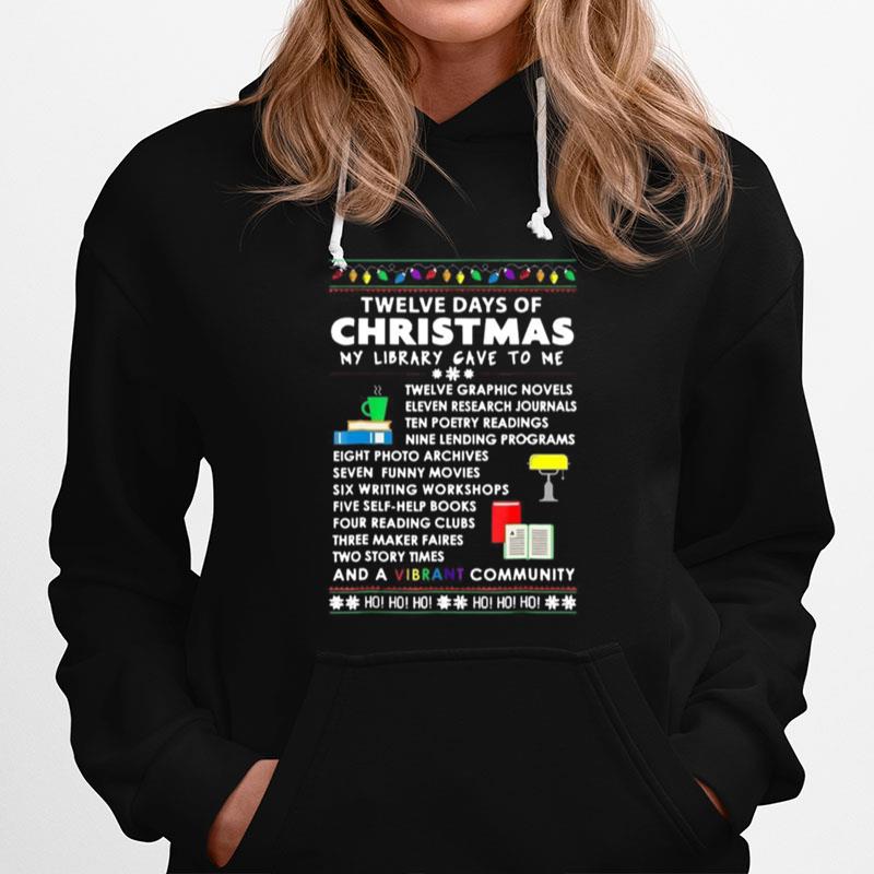 Librarian Christmas Tshirt 12 Days Of Christmas Library Song Hoodie