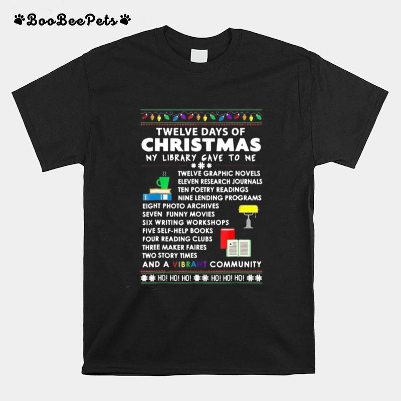 Librarian Christmas Tshirt 12 Days Of Christmas Library Song T-Shirt