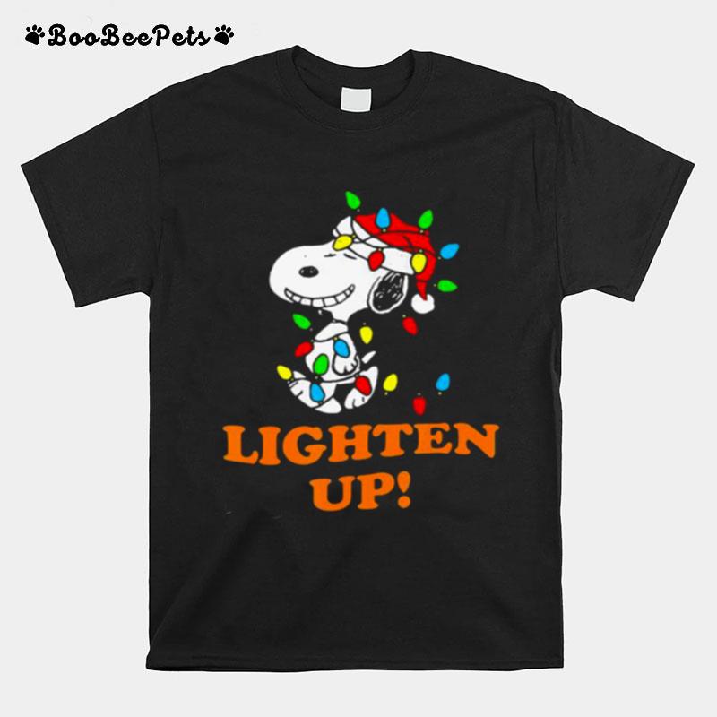 Lighten Up Snoopy Wear Hat Santa Clause Merry Christmas T-Shirt