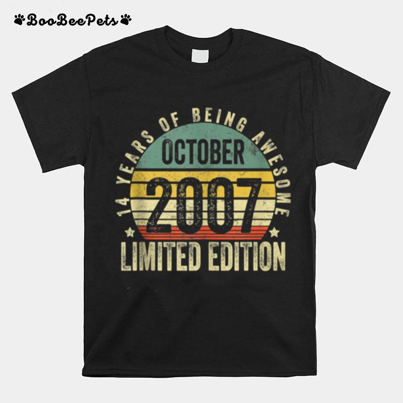 Limited Edition Awesome Since 2007 14Th Birthday Retro T-Shirt