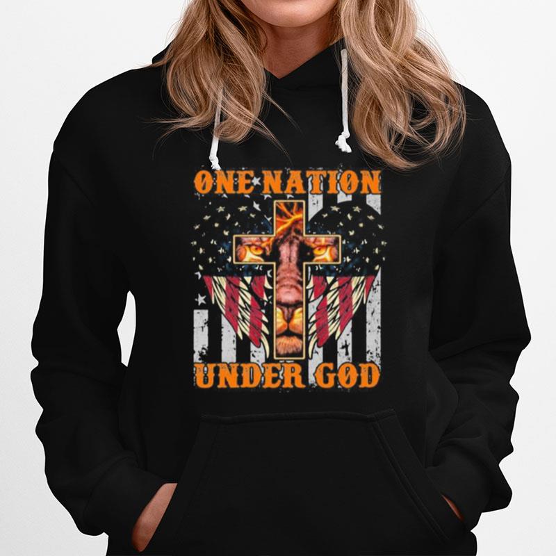 Lion King One Nation Under God American Flag Independence Day Hoodie