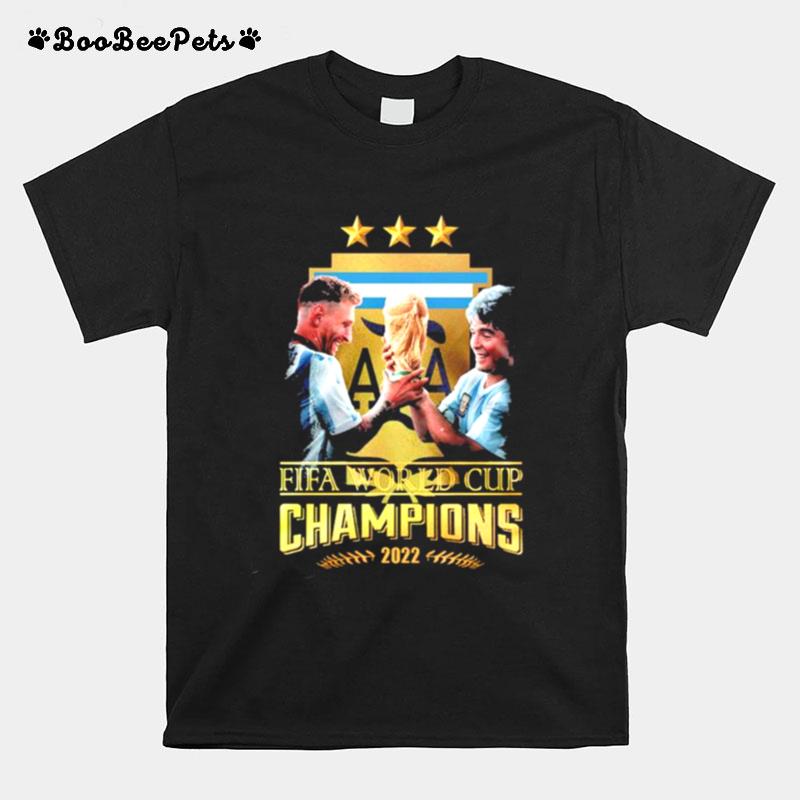 Lionel Messi And Diego Maradona Fifa World Cup Champions 2022 T-Shirt