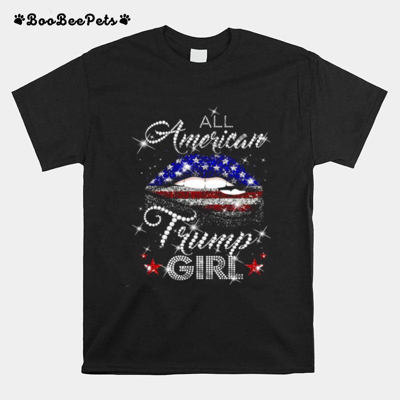 Lip All American Trump Girl Usa Flag T-Shirt