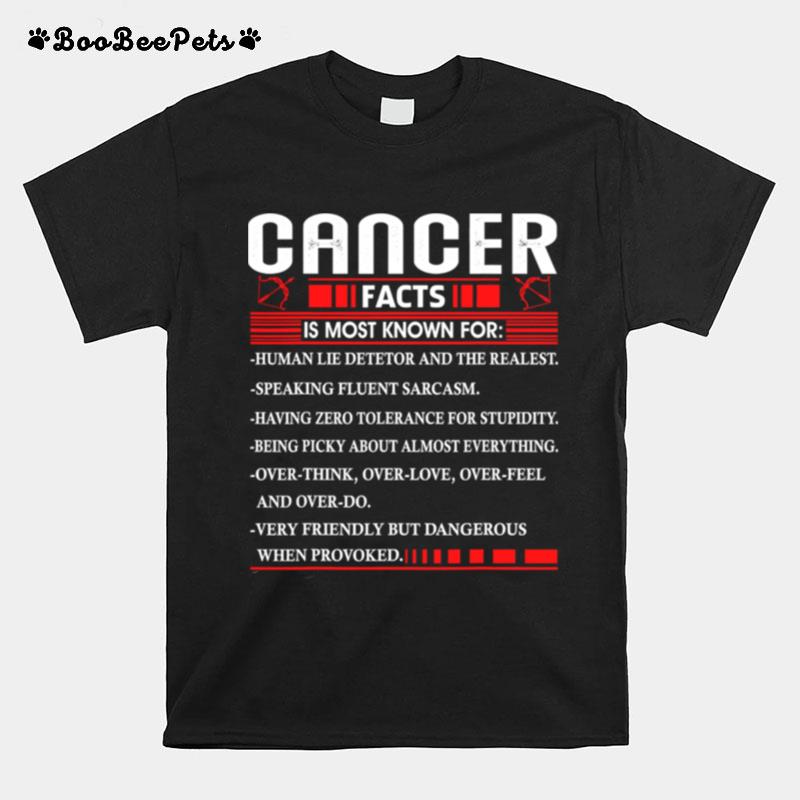 List Cancer Facts Is Most Know For Zodiac Birthday Cancer T-Shirt