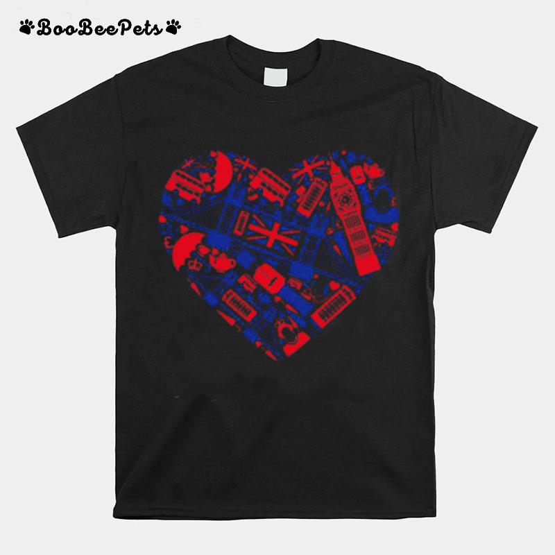 List Of British Symbols Composed In Love Sign T-Shirt