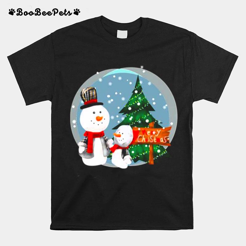 Little Snowman Under The Snowing Sky T-Shirt