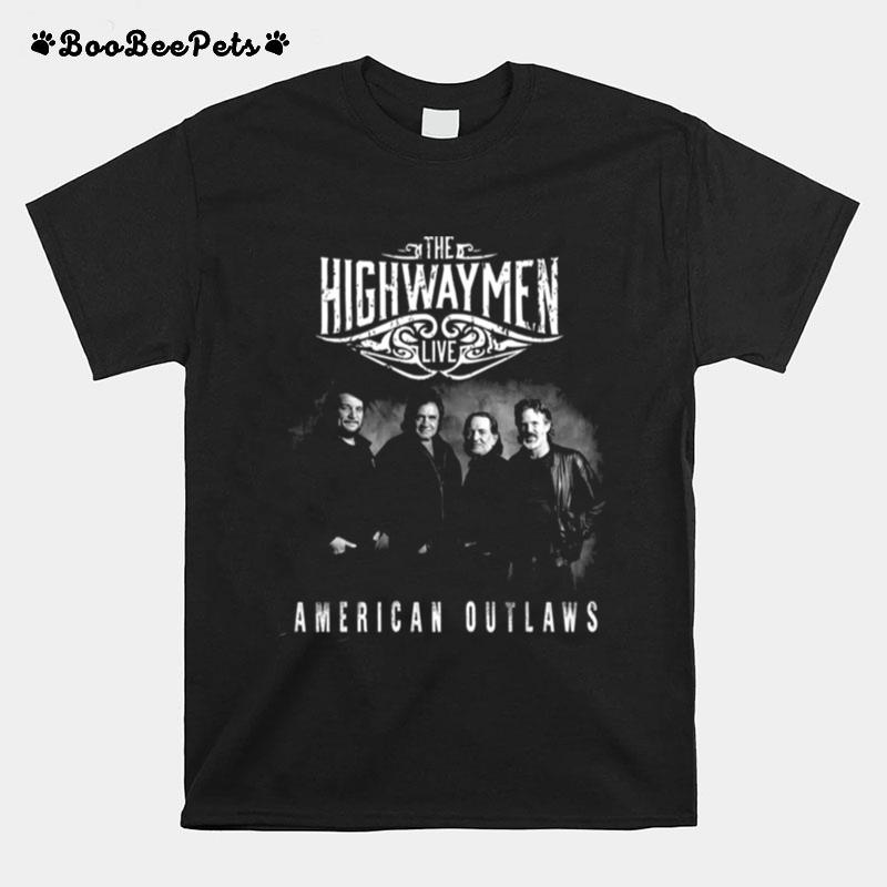 Live The Highwaymen American Outlaws Band Vintage T-Shirt