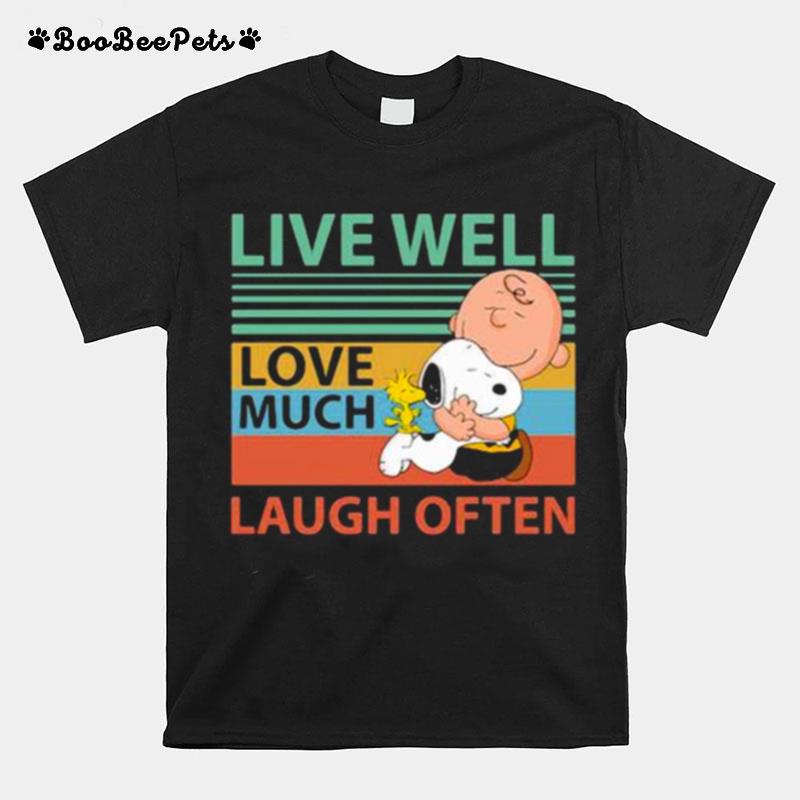 Live Well Love Much Laugh Often Snoopy Peanuts Vintage T-Shirt